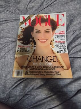 Vogue Magazine Featuring Anne Hathaway - Red & Beige Cover January 2009 issue
